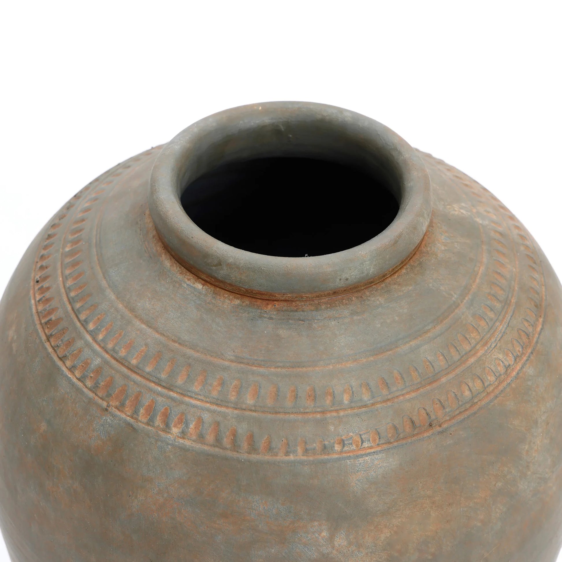 LuxenHome Rustic Ceramic Flower Vase, 14'' Brown Terracotta Urn Vases for Room Decor, Vintage Pottery Living Room Decor, Modern Farmhouse Floor Vase Home Dcor Accents