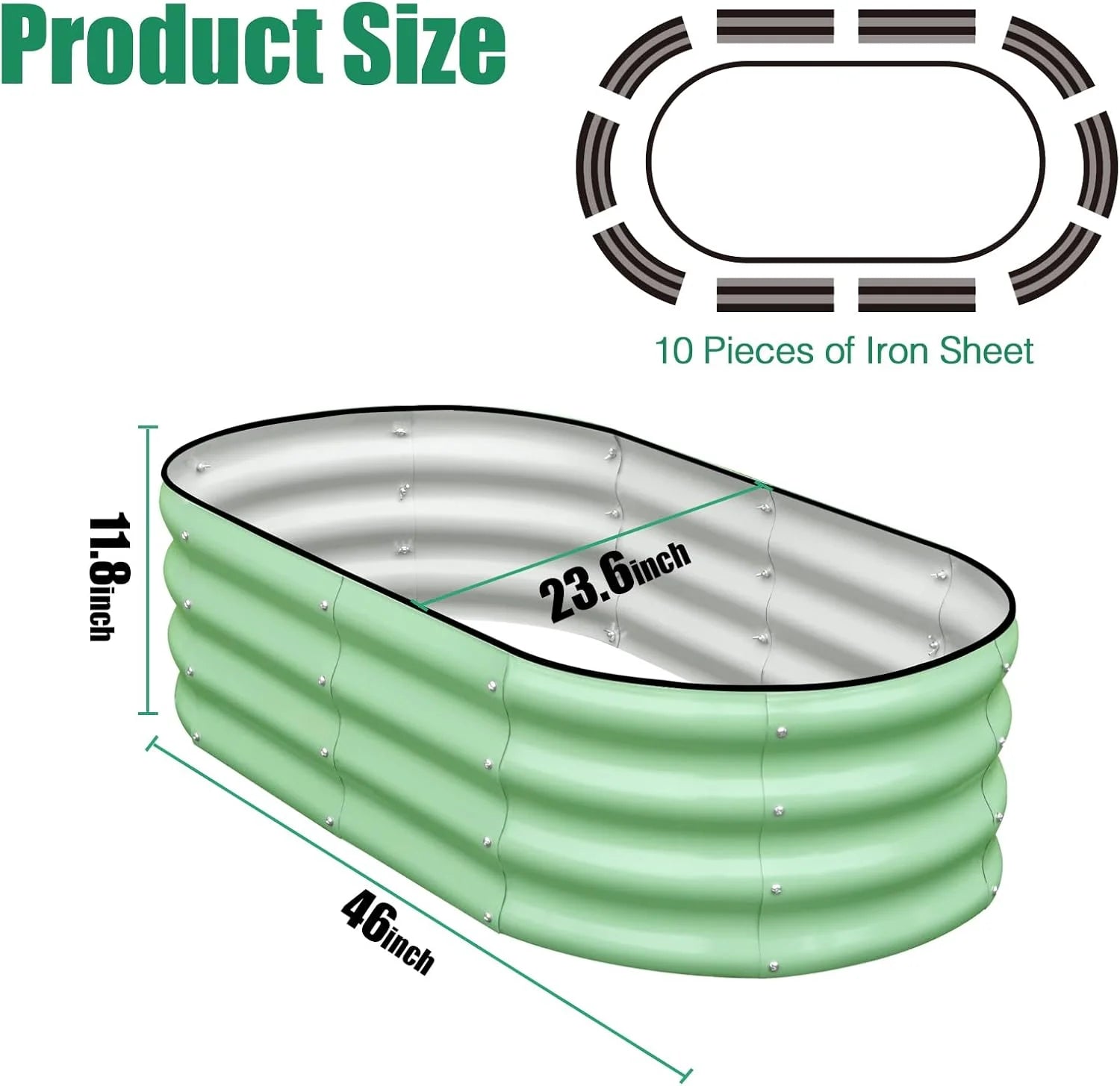 Galvanized Raised Garden Bed Outdoor, 2 Pcs 4x2x1ft Oval Metal Planter Box for Planting Plants Vegetables, White