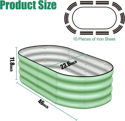 Galvanized Raised Garden Bed Outdoor, 2 Pcs 4x2x1ft Oval Metal Planter Box for Planting Plants Vegetables, White