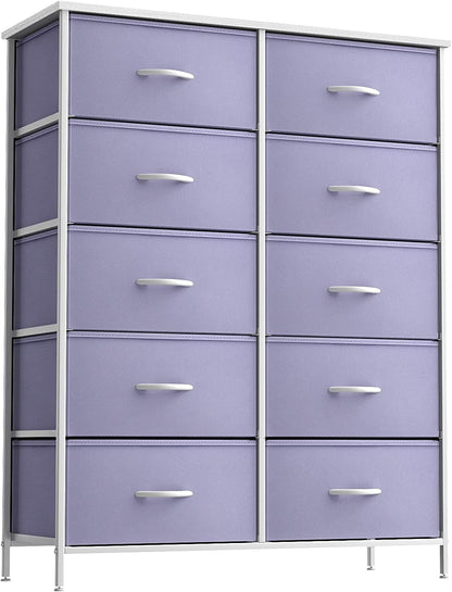 Sorbus Dresser with 10 Drawers - Storage Unit Organizer Chest for Clothes - Bedroom, Kids Room, Nursery, & Closet - Steel Frame, Wood Top, and Easy Pull Fabric Bins