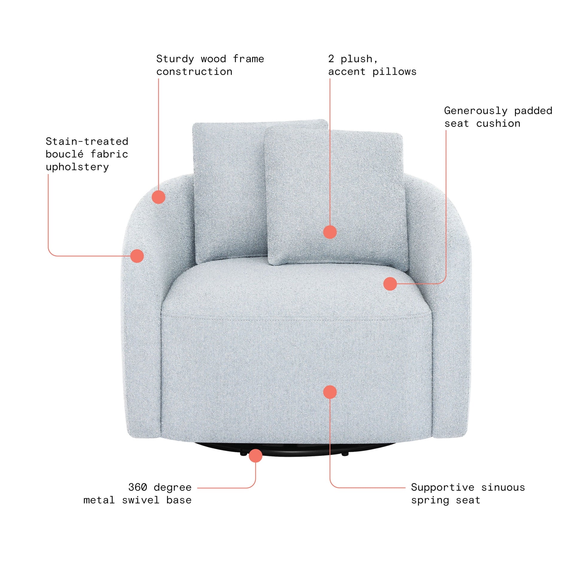 Beautiful Drew Kids Accent Chair by Drew Barrymore, Cornflower Bouclé Fabric