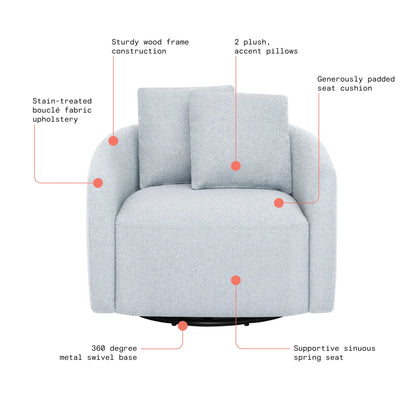 Beautiful Drew Kids Accent Chair by Drew Barrymore, Cornflower Bouclé Fabric