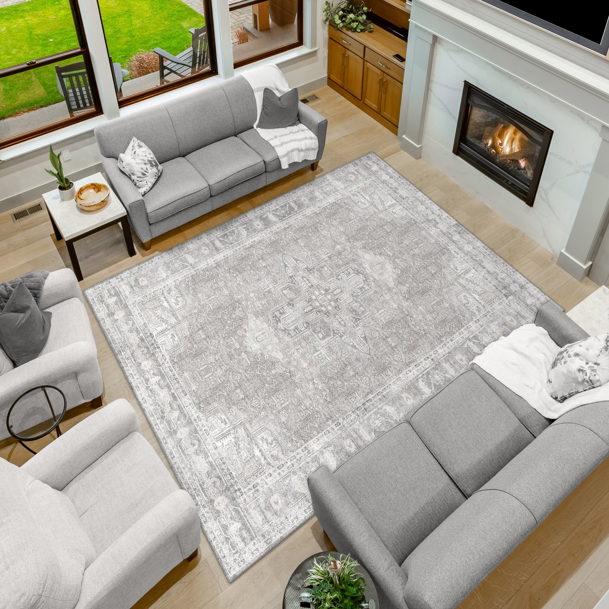 Apache Chenille Area Rug, Gilbert Gray, 8' x 10'