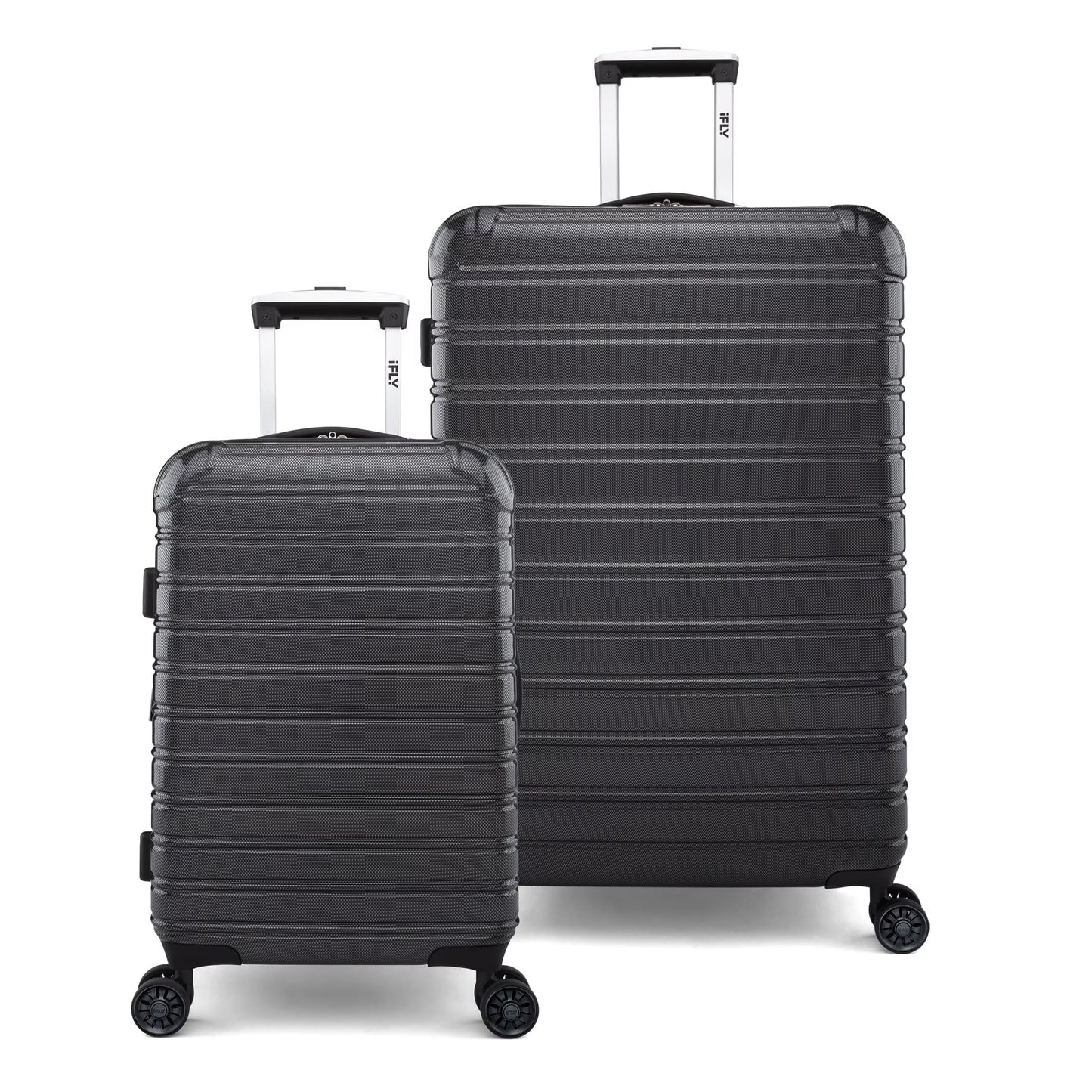 iFLY Hardside Fibertech 3.0 2 Piece Set, 20" Carry-on and 28" Checked Luggage, Gadget Gray