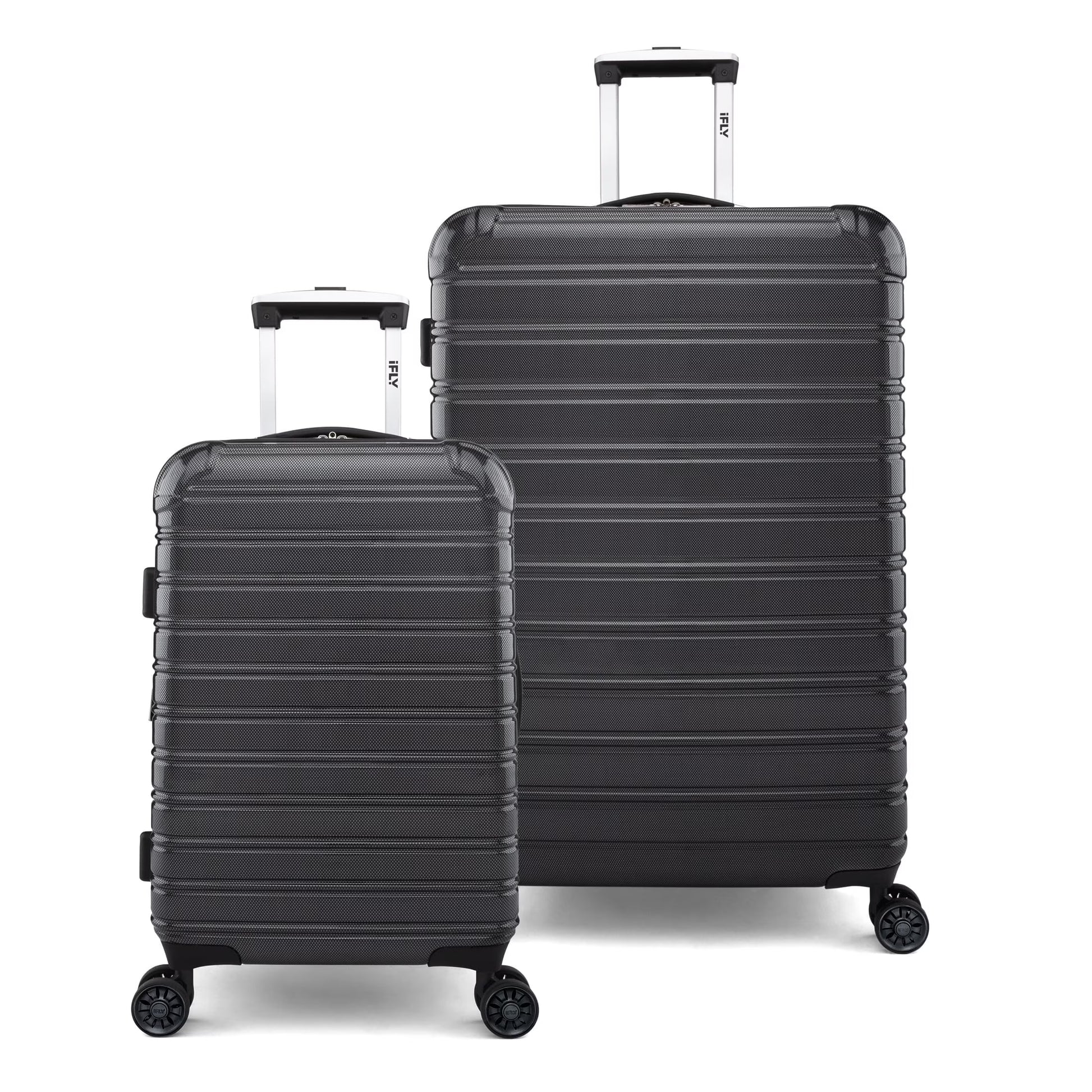 iFLY Hardside Fibertech 3.0 2 Piece Set, 20" Carry-on and 28" Checked Luggage, Gadget Gray