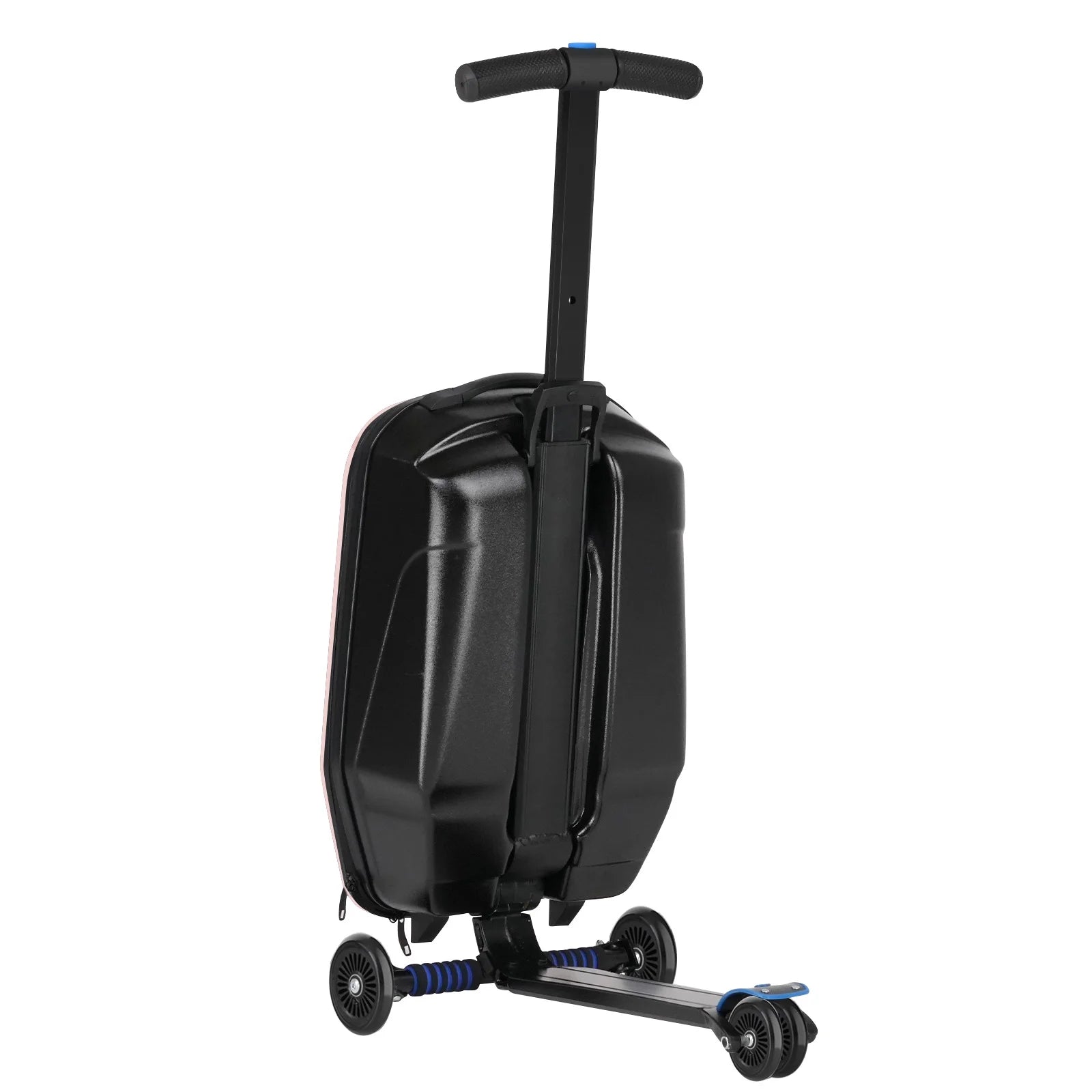 Advwin Scooter Luggage for Kids & Adults, Hardside Ride on Suitcase for Kids Ages 4-15 Multifunctional Lightweight Foldable Carry on Luggage with Wheels Ride on for Children Teenagers, Pink