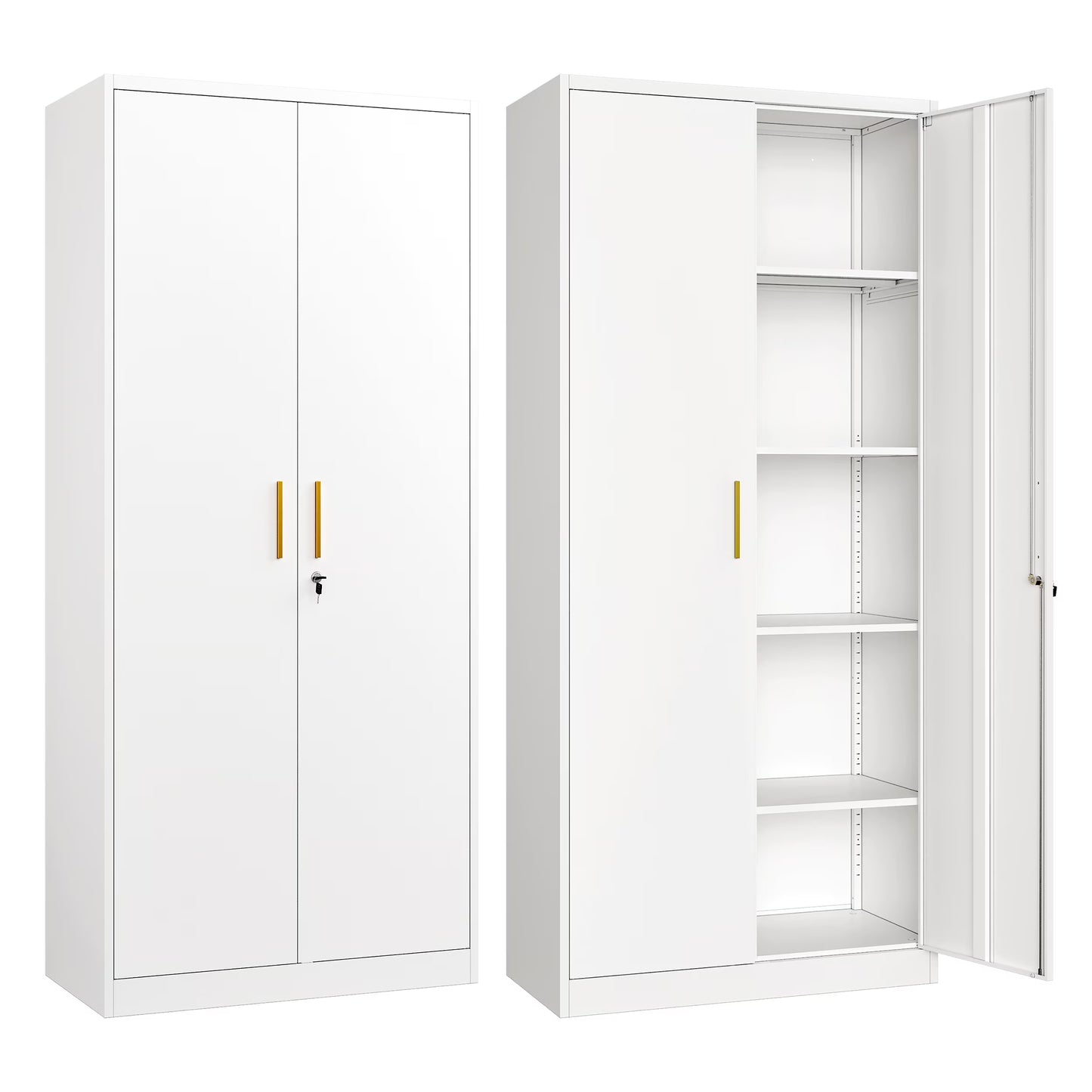 AUHUP 71" Metal Cabinet with Locking Doors and 5 Adjustable Shelves, Black Garage Storage Cabinet for Warehouse, Basement, Home Office, Tool File Storage Utility Cabinets