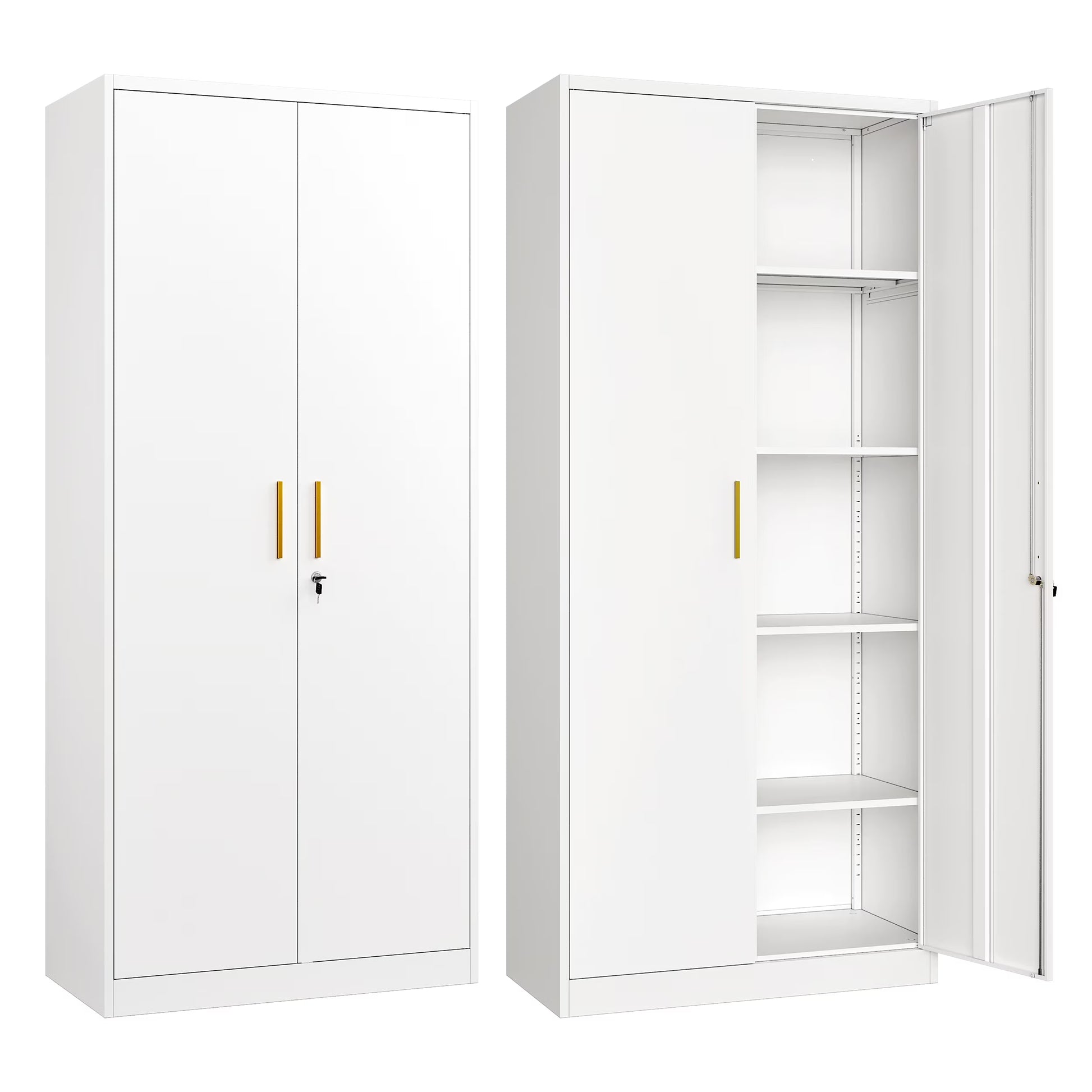 AUHUP 71" Metal Cabinet with Locking Doors and 5 Adjustable Shelves, Black Garage Storage Cabinet for Warehouse, Basement, Home Office, Tool File Storage Utility Cabinets