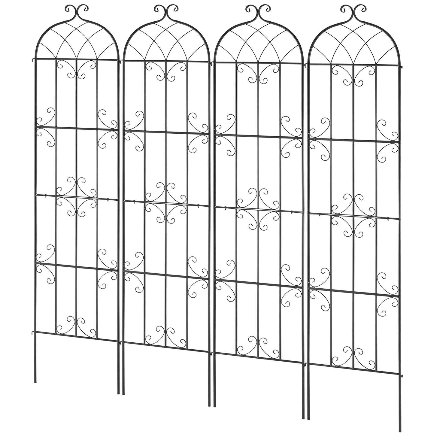 KFFKFF Outdoor Trellis for Vine Plants, Dimensions 87 x 20 inches, Set of 4 Durable Metal Garden Trellis, Ideal for Climbing Roses and Cucumbers, Decorative Clematis Trellis