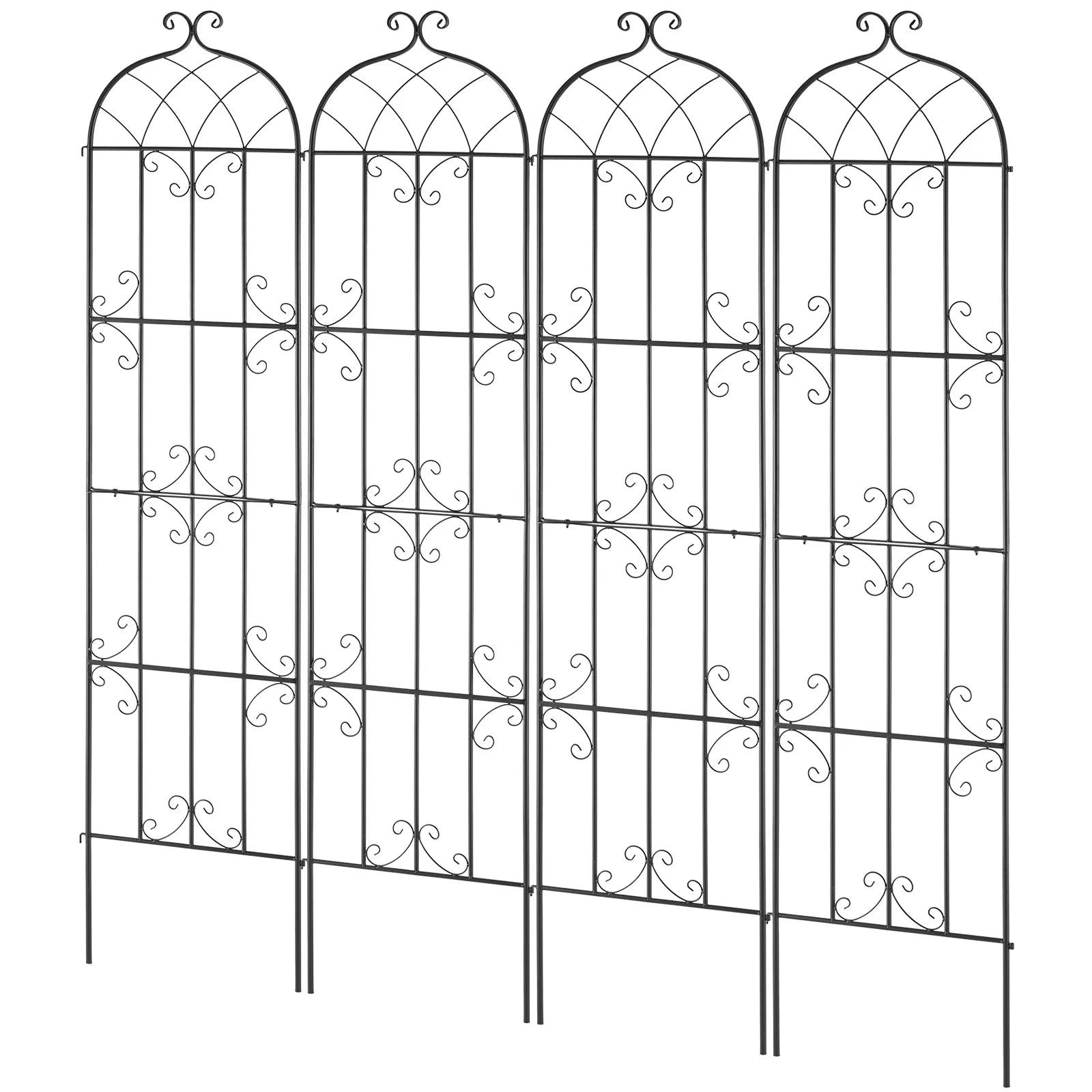 KFFKFF Outdoor Trellis for Vine Plants, Dimensions 87 x 20 inches, Set of 4 Durable Metal Garden Trellis, Ideal for Climbing Roses and Cucumbers, Decorative Clematis Trellis