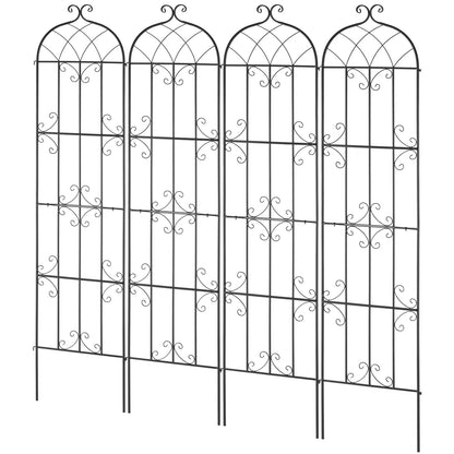 KFFKFF Outdoor Trellis for Vine Plants, Dimensions 87 x 20 inches, Set of 4 Durable Metal Garden Trellis, Ideal for Climbing Roses and Cucumbers, Decorative Clematis Trellis