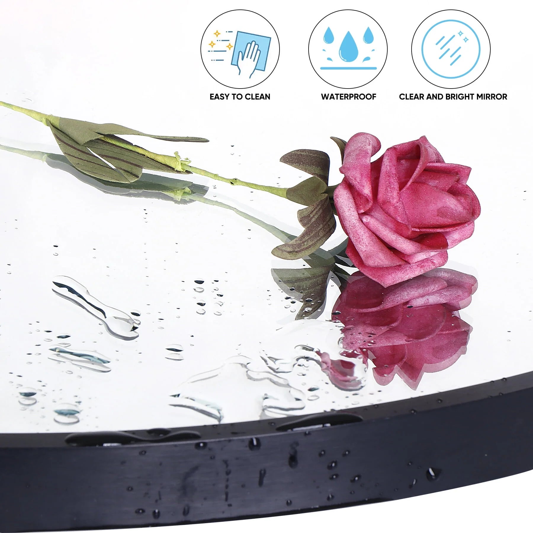 HomGarden 24'' Circle Wall Mirror, Modern Black Framed Round Vanity Mirror Home Décor
