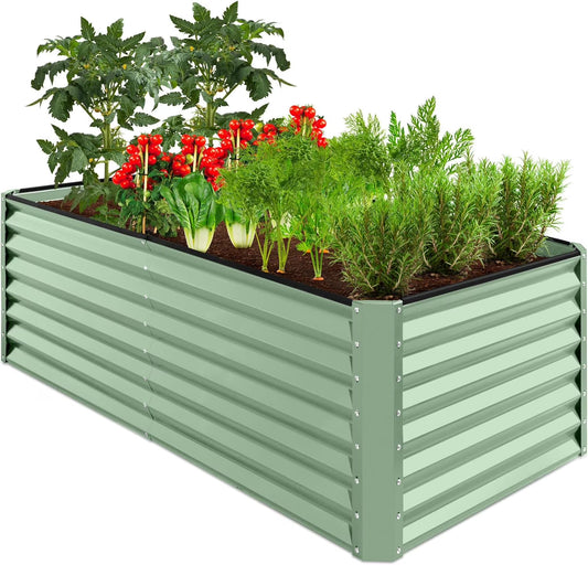 Gloaa 6x3x2ft Outdoor Metal Raised Garden Bed, Deep Root Box Planter for Vegetables, Flowers, Herbs, and Succulents w/269 Gallon CapacitySage Green