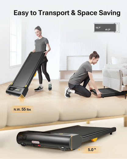 UREVO Under Desks Treadmill Walking Pad, Mini Treadmill 2.25HP 265 lb Capacity with Remote Control for Home Office