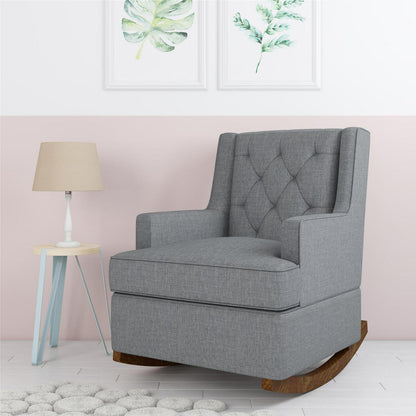 Baby Relax Bennet Transitional Wingback Nursery Rocker Chair. Gray