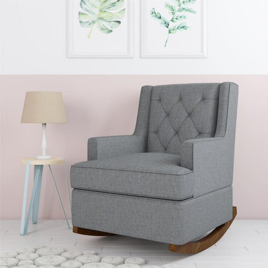Baby Relax Bennet Transitional Wingback Nursery Rocker Chair. Gray