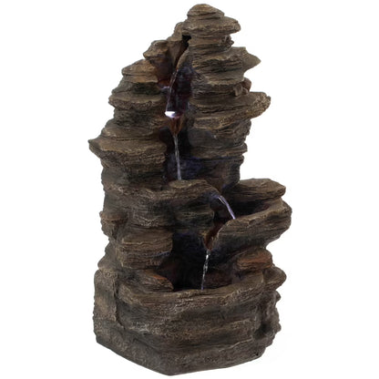 Gardenised Water Fountain with LED Light for Indoor and Outdoor Accent with Soothing Waterfall Sound Ideal for Home Office Patio Backyard Deck Porch Balcony and Tabletop Display, Modern Steps Flow
