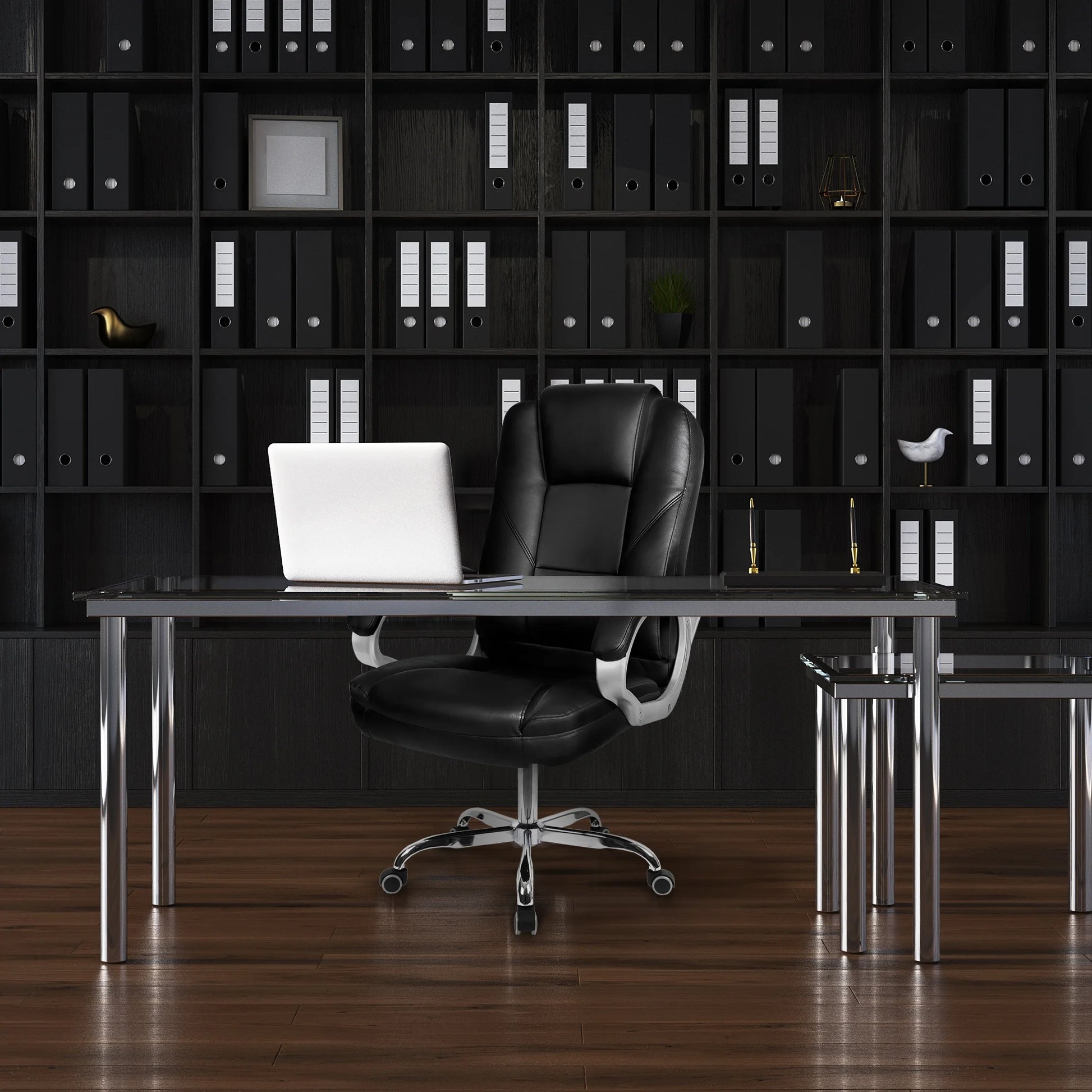 NEO CHAIR Home Office Chair, Heavy Duty Leather Office Chair, Ergonomic High Back Cushion Lumbar Back Support, Computer Desk Executive Chair for Work, 8 Hours Comfort, Jet Black