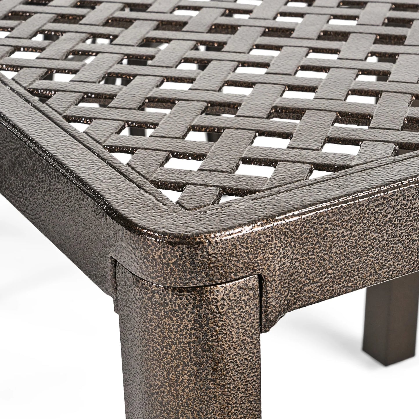Modern Aluminum Dining Table, 61.25" Square, Gloss Black With Woven Accents, Rust , 8 Seats Poolside Area 62" Outdoor