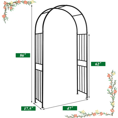 Gymax 7.2Ft Garden Arch Steel Arbor Wedding Garden Decoration Climbing Plants w/Stakes