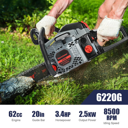 Garwinner Chainsaw Gas Powered 20in. 62CC 2-Stroke Gasoline Chainsaw for Trees/Farm/Garden 6220G