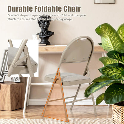 Giantex 6-Piece Commercial Folding Chairs w/Upholstered Padded Seat & Back, Fabric Seating for Home Office Wedding Party, Grey
