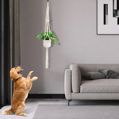 EEEkit 2pcs Macrame Plant Hangers, Indoor Outdoor Hanging Planter Baskets, Decorative Flower Pot Holders for Succulents Cacti Herbs, Boho Home Decor