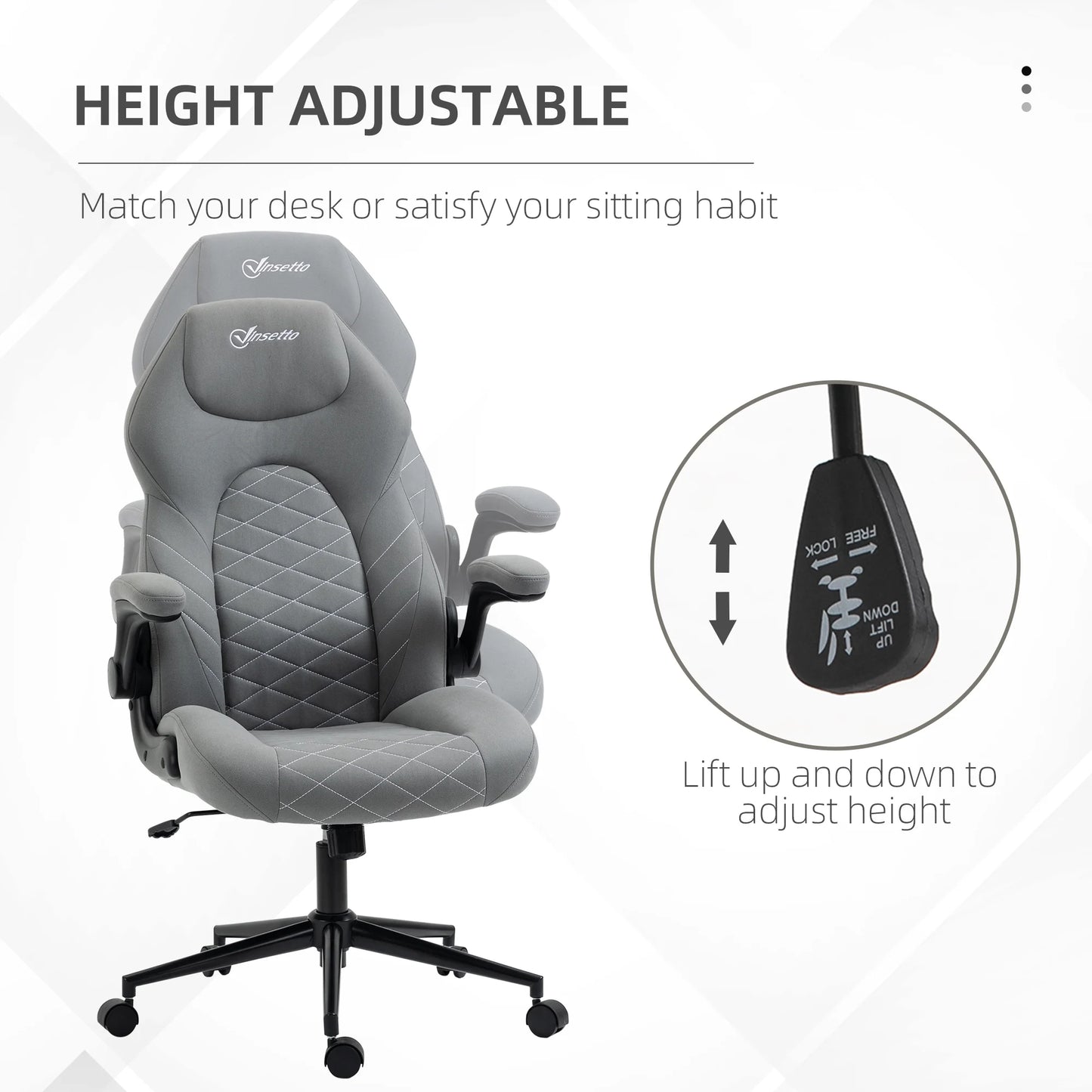 Vinsetto High Back Home Office Chair with Flip Up Armrests Dark Gray