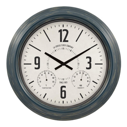 La Crosse Clock 18" Hamilton Indoor/Outdoor Blue Analog Quartz Analog Metal Clock, 433-3838