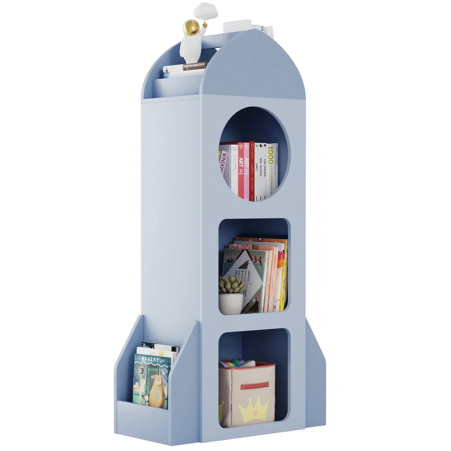 Pirecart Kids Bookshelf 3-Tier Wooden Kids Bookcase with Toy Storage for Bedroom, Playroom, Nursery, Blue