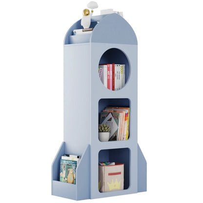 Pirecart Kids Bookshelf 3-Tier Wooden Kids Bookcase with Toy Storage for Bedroom, Playroom, Nursery, Blue