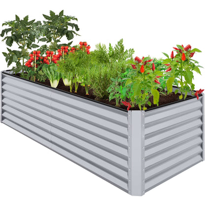 Best Choice Products 8x4x2ft Outdoor Metal Raised Garden Bed, Planter Box for Vegetables, Flowers, Herbs - Gray
