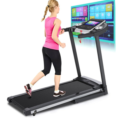 Tikmboex Electric Motorized Treadmill with 3 Incline Levels 3.25HP Brushless Motor WiFi Connection and APP Control for Home Office Walking Running