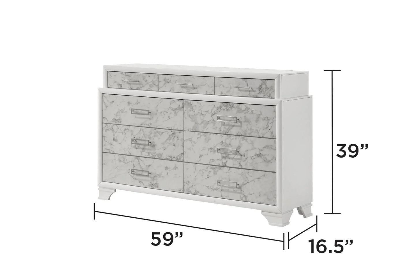 Soul Full 4PC Set including Manufactured Wood & Marble Accents in White