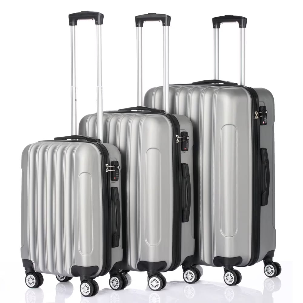 3-in-1 Multifunctional Large Capacity Traveling Storage Suitcase, Luggage Set ABS Suitcase 3 Piece Set with TSA Lock Spinner Wheels 20" 24" 28", 3-in-1 Orange Luggage