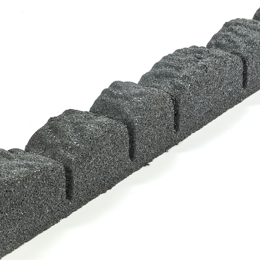 Rubberific Landscape Edging, 4' Gray Cobblestone Rubber Flower Garden Edging Border (4 Pack)