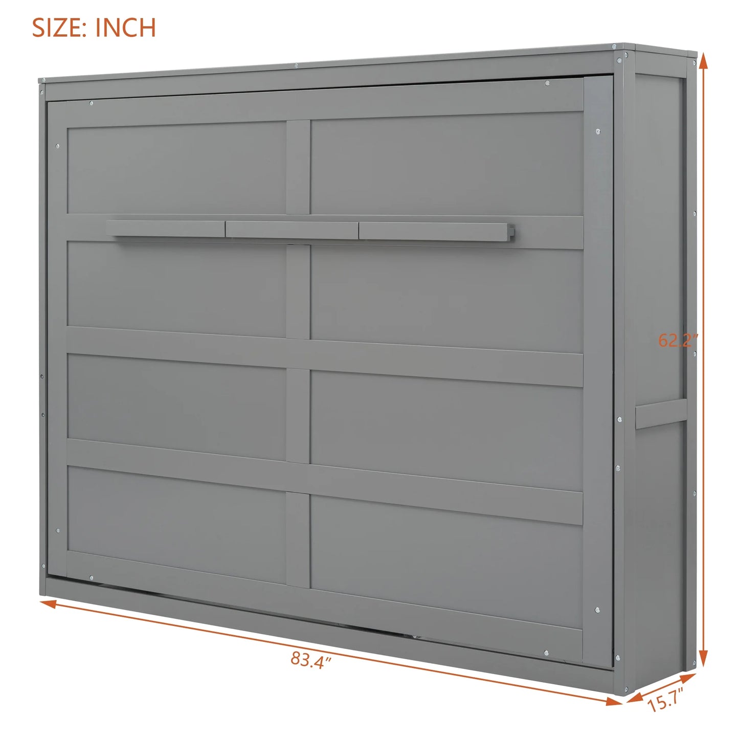 Harper & Bright Designs Full Size Murphy Bed Space-Saving Foldable Wooden Wall Bed with a Shelf for Guest Room Home Office, Gray