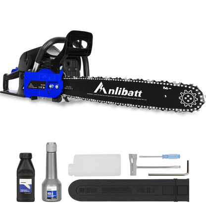 ANLIBATT Gas Chainsaw 18" 46cc 2.4HP 2-Cycle Gasonline Powered Handheld Cordless Chain Saw Petrol Automatic Oiler for Farm Garden Trees Wood Cutting