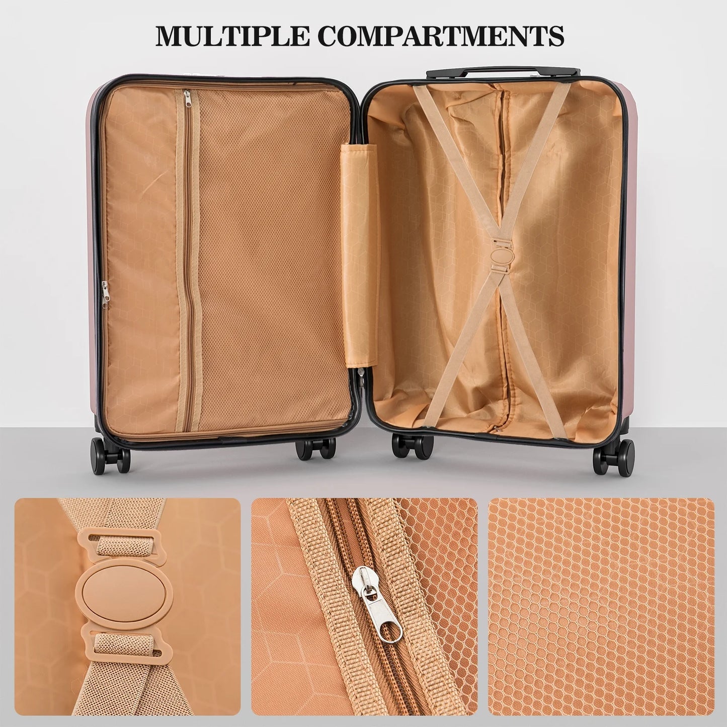 Apelila 4 Piece Luggage Sets Waterproof Durable Ultra-Light Hardside Spinner Suitcase Set Extra Large Capacity with 360° Silent Wheels 3-Level Handles Lightweight Travel Luggage Free Covers & Hangers
