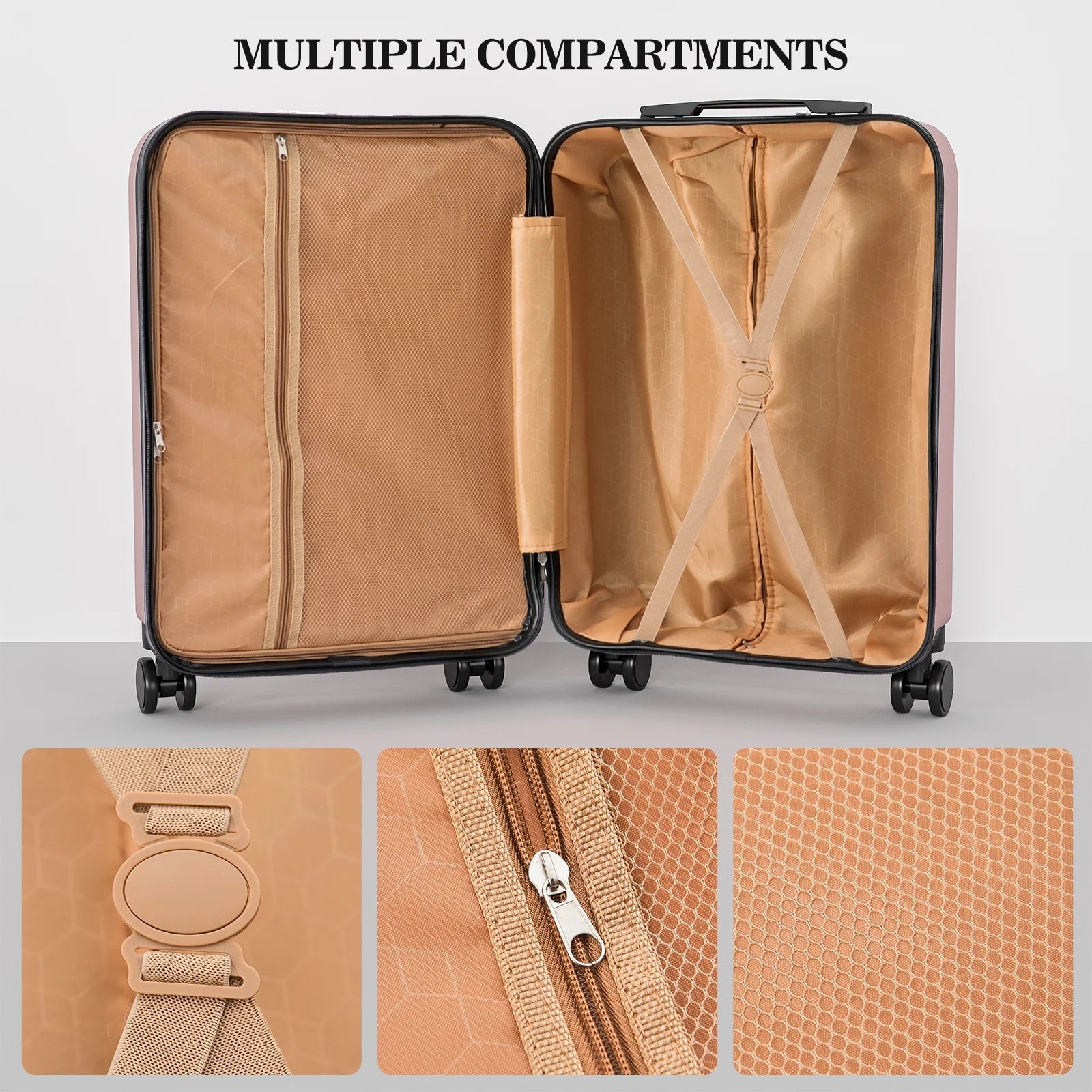 Apelila 4 Piece Luggage Sets Waterproof Durable Ultra-Light Hardside Spinner Suitcase Set Extra Large Capacity with 360° Silent Wheels 3-Level Handles Lightweight Travel Luggage Free Covers & Hangers