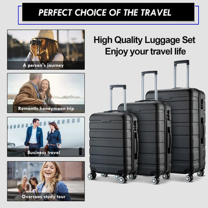 GULIN Hardsided Luggage Set with Spinner Wheels,Lightweight Hardshell Pink Luggage Sets 3 Piece Suitcases with Wheels Durable ABS/PC and TSA Lock for Men Women