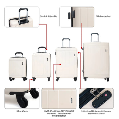 Tripcomp 6 Piece Hardside Luggage Sets Spinner Wheels with TSA Lock Lightweight Suitcase with backpacks(White)