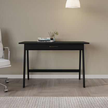 Home Design Serafina Writing Desk with Spacious Tabletop and Built-In Drawer, Modern Clean-Lined Design for Home Office, Study Space, or Remote Work, White