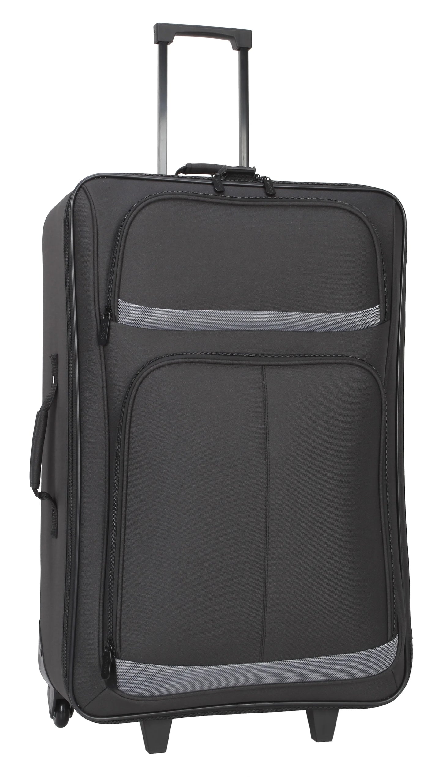 Protege 5 Piece 2-Wheel Luggage Set, 28 in Checked, 21" Carry-on, 13.75" Boarding Bag, 9" Toiletry Kit and Matching Laundry Cinch Sack, All Ages, Black