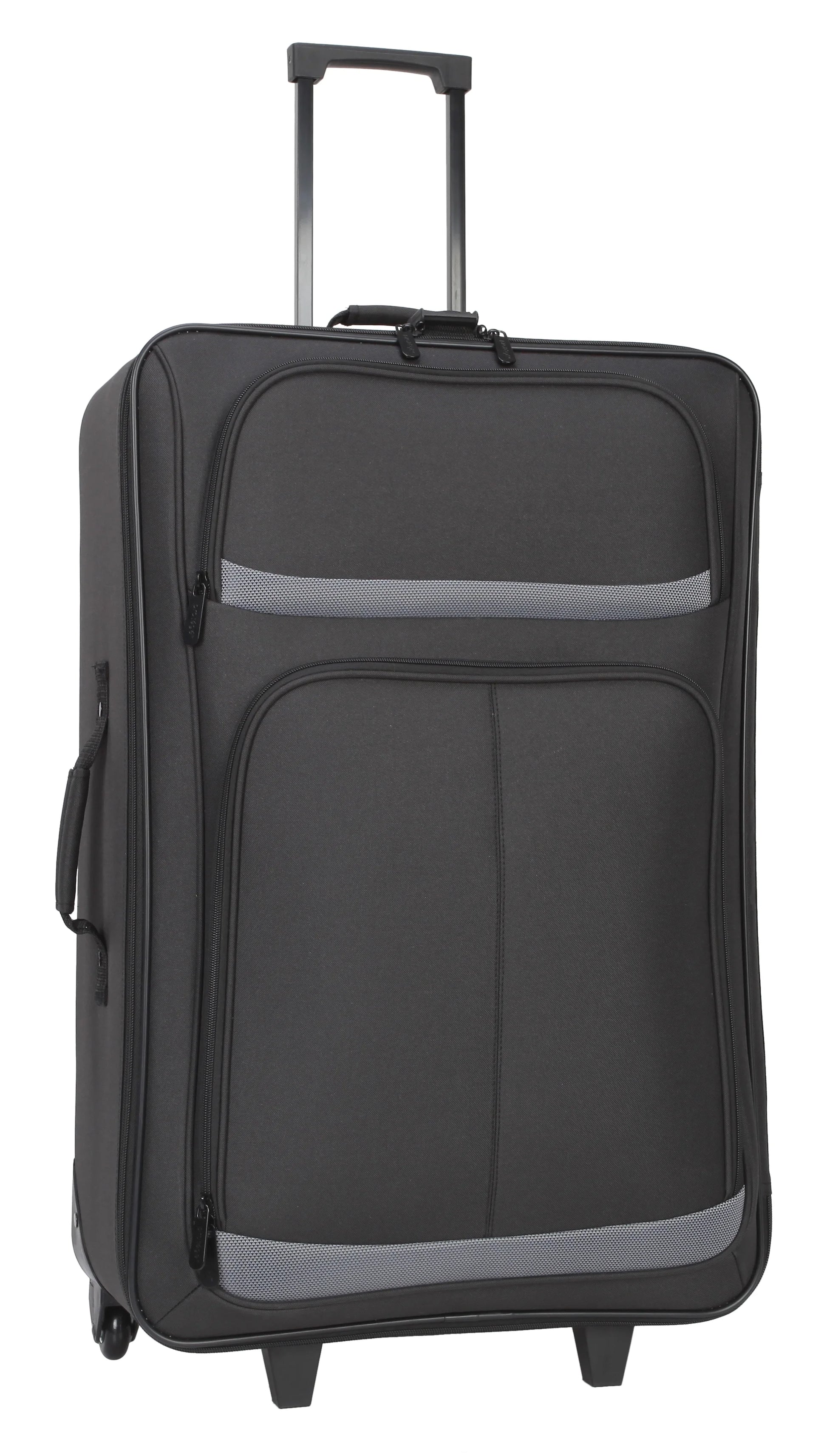 Protege 5 Piece 2-Wheel Luggage Set, 28 in Checked, 21" Carry-on, 13.75" Boarding Bag, 9" Toiletry Kit and Matching Laundry Cinch Sack, All Ages, Black