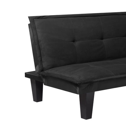 Aukfa Futon Convertible Sofa Bed for Home Office, Tufted Back, Faux Suede, Black