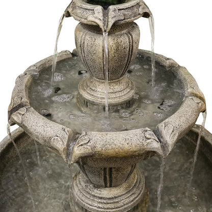 48°?H Outdoor Floor Water Fountain, 3-Tiers Concrete Water Fountain with Submersible Electric Pump - Garden Cascading Waterfall for Yard Patio Lawn Home Decor