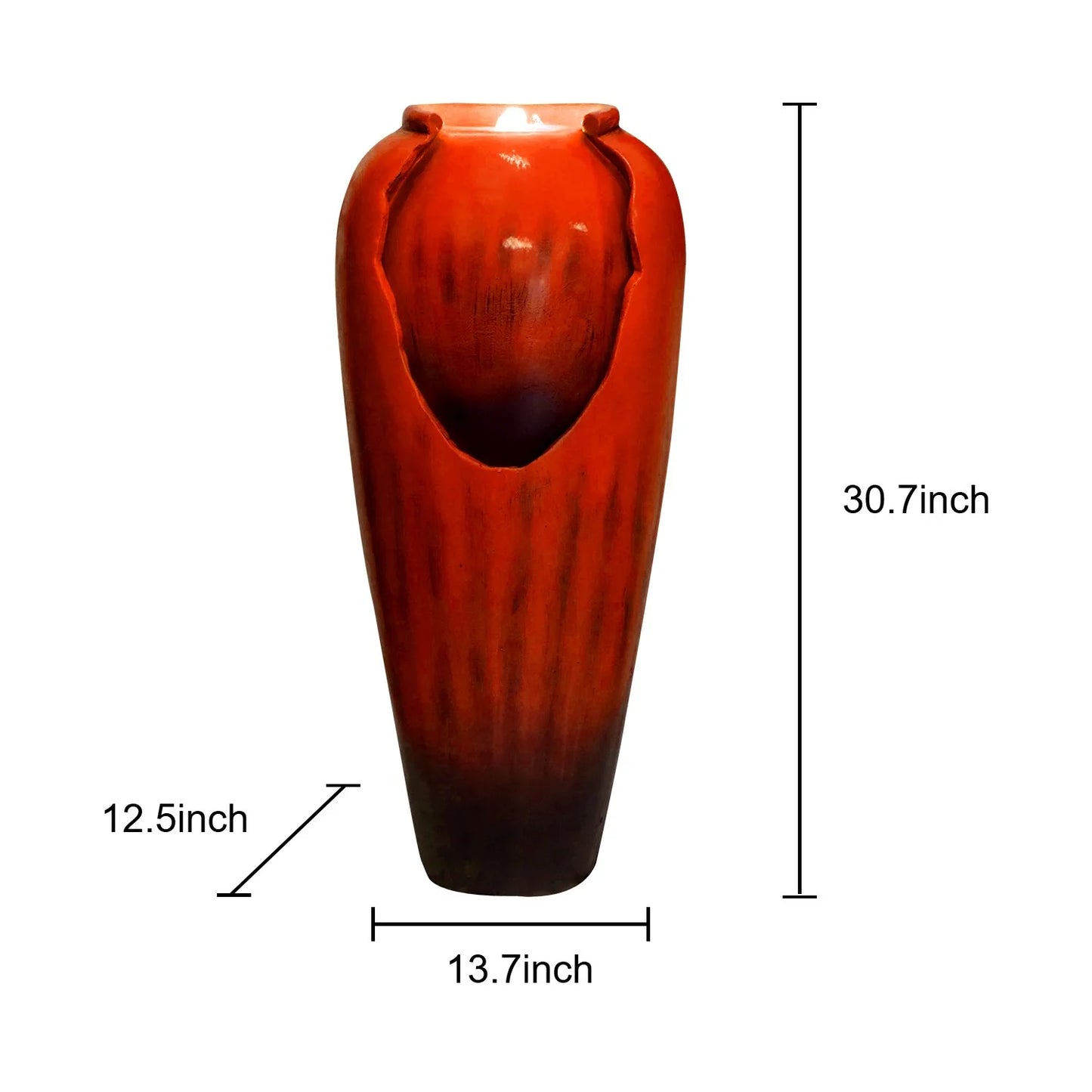 30.7in High Floor Contemporary Vase Water Fountain with LED Lights for Home and Garden Decor