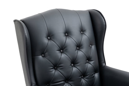 360° Rotating Office Chair,High Back Reclining Comfortable Desk Chair,Thick Padded Seat & Backrest,Ergonomic PU Leather Desk Chair with Smooth Glide Caster Wheels for Home Office,Black