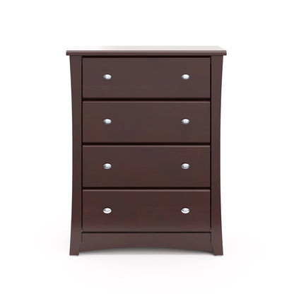 Storkcraft Crescent 4 Drawer Childrens Nursery Dresser, Espresso